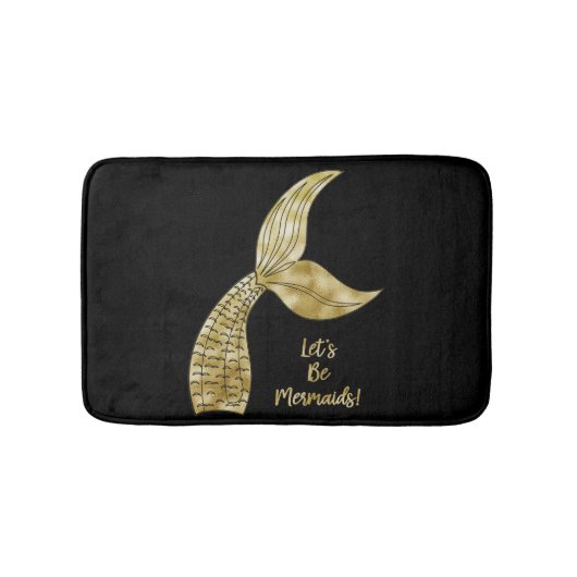 Zwarte goud zeemeermin badmat (Voorkant)