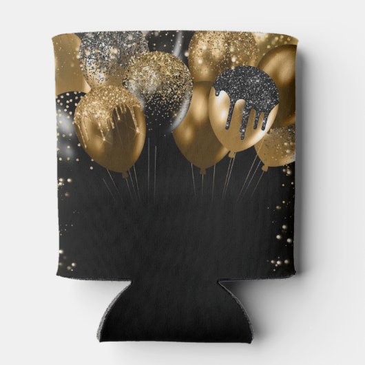 Zwarte goudballonnen blikjeskoeler (Achterkant)