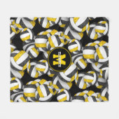 zwarte goudbalploeg kleuren fleece deken (Voorkant (Horizontaal))