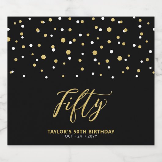 Zwarte & goudbekistingen 50ste verjaardag bier etiket (Enkel label)