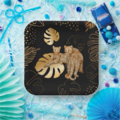 Zwarte goudblad papieren bordje (Feest)