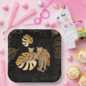 Zwarte goudblad papieren bordje (Feest)