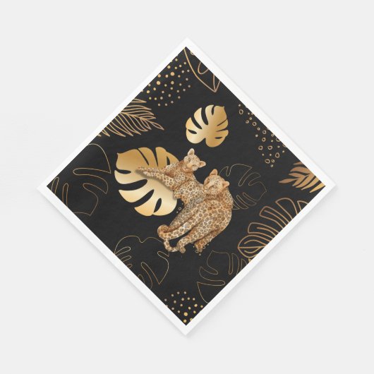 Zwarte goudblad servet (Hoek)