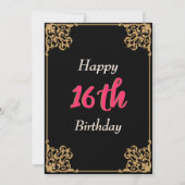  zwarte goudblauw roze zweet zestien kaart (Achterkant)