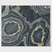 Zwarte goudblauwe marmer-steen cadeaupapier (Vlak)