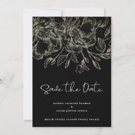 zwarte goudbloemen voor modern script save the date