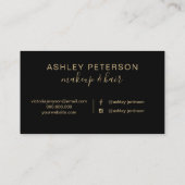 Zwarte goudborstels, haarmake-up typografie visitekaartje (Achterkant)