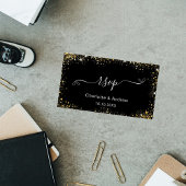 Zwarte goudbruidwebsite RSVP QR-code Informatiekaartje