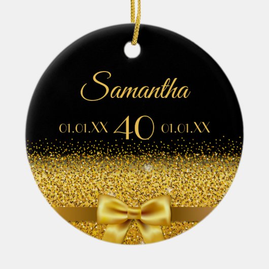 Zwarte goudbruine monogram keramisch ornament (Voorkant)