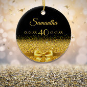 Zwarte goudbruine monogram keramisch ornament