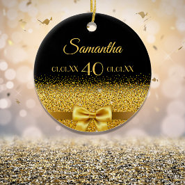 Zwarte goudbruine monogram keramisch ornament