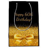 Zwarte goudbruine monogram medium cadeauzakje (Voorkant)