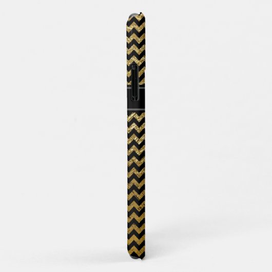 zwarte goudchevron monogrammen Case-Mate iPhone case (Achterkant/rechts)