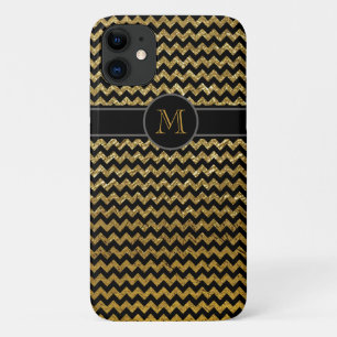 zwarte goudchevron monogrammen Case-Mate iPhone case