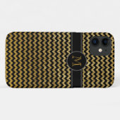 zwarte goudchevron monogrammen Case-Mate iPhone case (Achterkant (horizontaal))