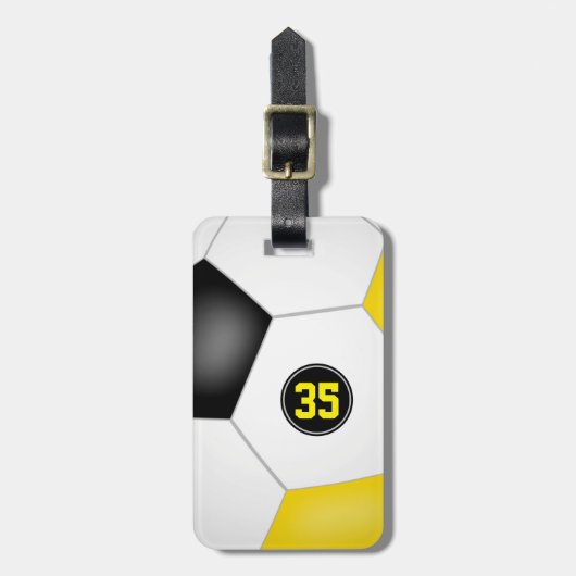 zwarte goudclub verdeelt voetbaltas bagagelabel (Voorkant verticaal)