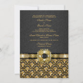 Zwarte gouddamtbruiloft kaart (Achterkant)