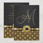 Zwarte gouddamtbruiloft kaart (Voorkant / Achterkant)