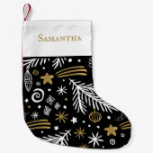 Zwarte gouddoedelen met de naam festive kleine kerstsok (Voorkant)