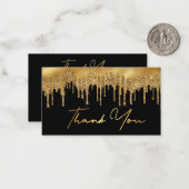 zwarte gouddruppelaar bedankt bruiloft notitiekaartje (Voorkant / Achterkant in situ)