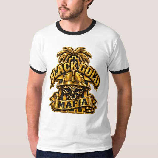ZWARTE GOUDE MAFIA T-SHIRT (Voorkant)