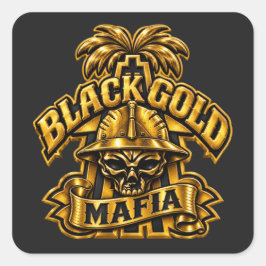 ZWARTE GOUDE MAFIA VIERKANTE STICKER