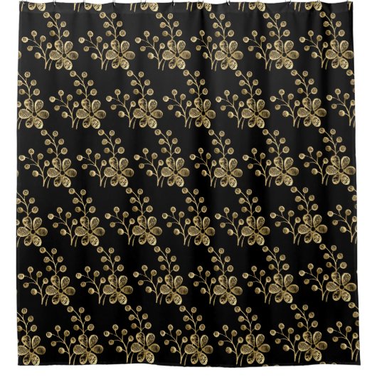 ZWARTE GOUDE SPRING THEMA FLORAL PATTERN DOUCHEGORDIJN (Voorkant)