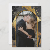Zwarte goudelegant abstracte FOTO-bruiloft Kaart (Achterkant)