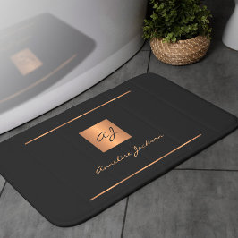 Zwarte goudelegant monogrammen naam modern badmat