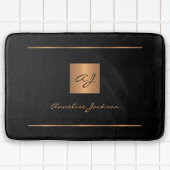 Zwarte goudelegant monogrammen naam modern badmat