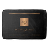 Zwarte goudelegant monogrammen naam modern badmat (Voorkant)