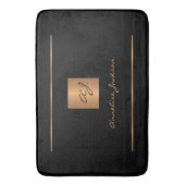 Zwarte goudelegant monogrammen naam modern badmat (Voorkant Verticaal)