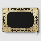 Zwarte goudelegante romantische bruiloft gastenboek (Achterkant)