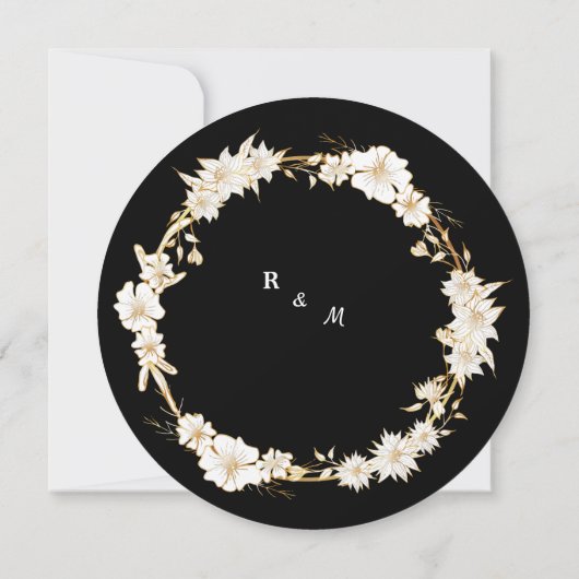 Zwarte goudelegantie-uitnodiging kaart (Achterkant)