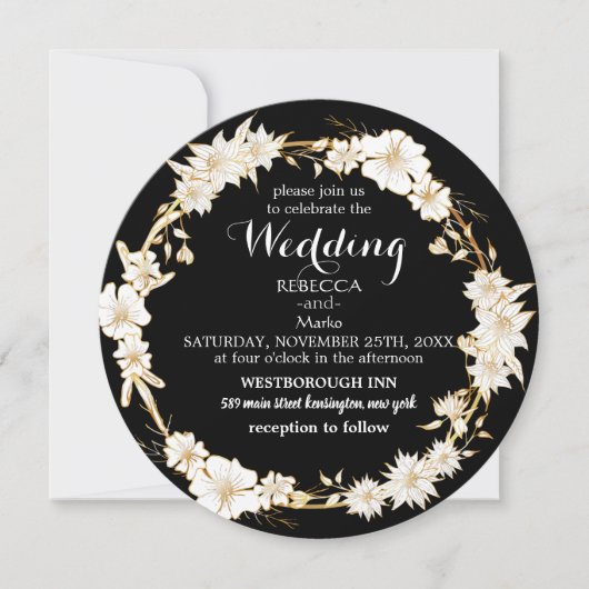 Zwarte goudelegantie-uitnodiging kaart (Voorkant)