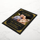 Zwarte Gouden 50ste Huwelijksverjaardag Foto Folie Uitnodiging (Gedraaid)