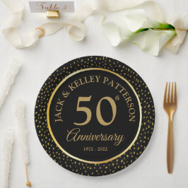 Zwarte & Gouden 50ste Verjaardag Papieren Bord