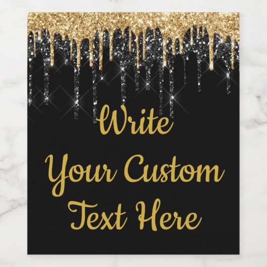 Zwarte Gouden 50ste Verjaardagsfeest Verjaardagsgl Wijn Etiket (Enkel label)