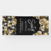 Zwarte Gouden 60e Verjaardag Deur Spandoek (Horizontaal)