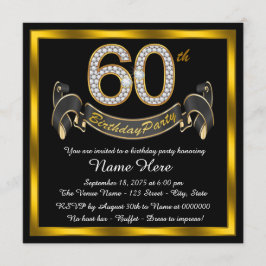 Zwarte Gouden 60e Verjaardagsfeest Kaart