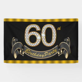 Zwarte Gouden 60e Verjaardagsfeest Spandoek