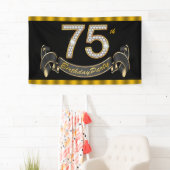 Zwarte Gouden 75e Verjaardagsfeestje Spandoek (Insitu)