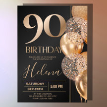 Zwarte Gouden 90e Verjaardag Glam Confetti Ballonn