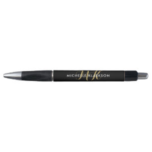 Zwarte Gouden Aangepaste Initialen Naam Script Pen
