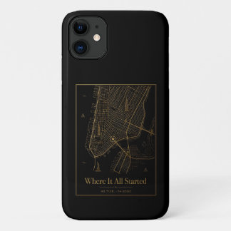 Zwarte Gouden Aangepaste Stad Kaart iPhone Hoesje