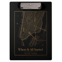 Zwarte Gouden Aangepaste Stadsplattegrond Klembord