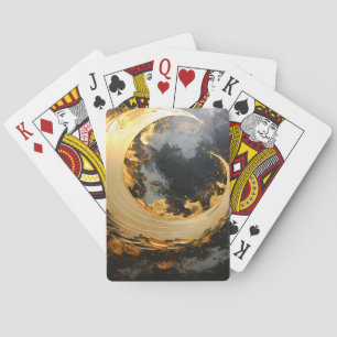 Zwarte Gouden Abstracte Draaikolk Moderne Maan Pokerkaarten
