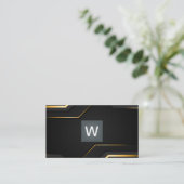 Zwarte gouden achtergrond | Monogram Classic Visitekaartje (Staand voorkant)
