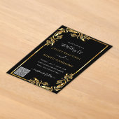 Zwarte Gouden Acryl Trouw Uitnodiging met QR Code (Laagn)