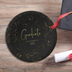 Zwarte Gouden Afstudeer Calligrafie Feest Snack De Papieren Kommen